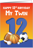 My Twin Brother 12th Birthday Sports Balls card