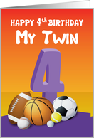 My Twin Sister 4th Birthday Sports Balls card