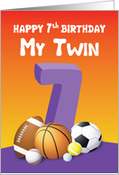 My Twin Sister 7th Birthday Sports Balls card