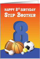 Step Brother 8th Birthday Sports Balls card