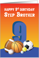 Step Brother 9th Birthday Sports Balls card