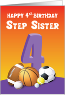 Step Sister 4th Birthday Sports Balls card