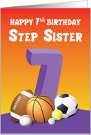 Step Sister 7th Birthday Sports Balls card