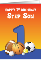 Step Son 1st Birthday Sports Balls card