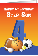 Step Son 4th Birthday Sports Balls card