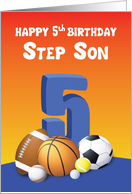 Step Son 5th Birthday Sports Balls card