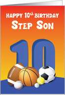 Step Son 10th Birthday Sports Balls card