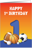 Boy 1st Birthday Sports Balls card