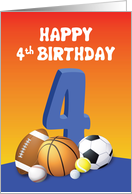 Boy 4th Birthday Sports Balls card