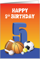 Boy 5th Birthday Sports Balls card