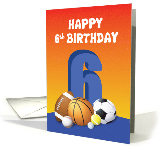 Boy 6th Birthday Sports Balls card (1622194)