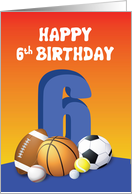 Boy 6th Birthday Sports Balls card