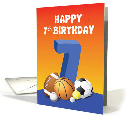 Boy 7th Birthday Sports Balls card (1622196)