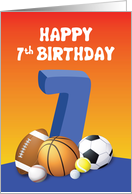 Boy 7th Birthday Sports Balls card