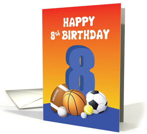 Boy 8th Birthday Sports Balls card (1622198)