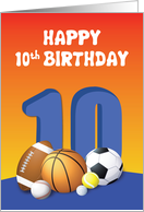 Boy 10th Birthday Sports Balls card