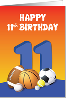 Boy 11th Birthday Sports Balls card