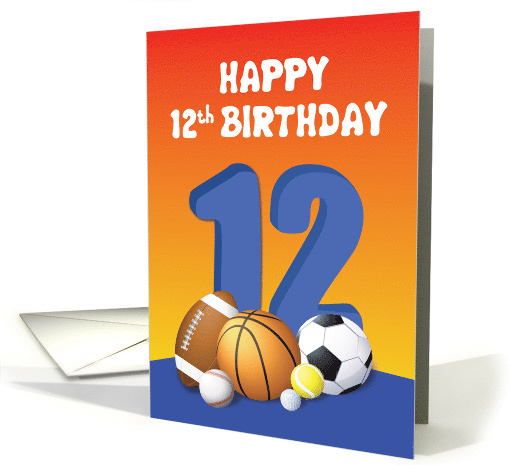Boy 12th Birthday Sports Balls card (1622208)