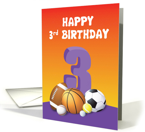 Girl 3rd Birthday Sports Balls card (1623226)