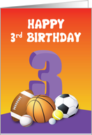 Girl 3rd Birthday Sports Balls card