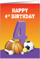 Girl 4th Birthday Sports Balls card