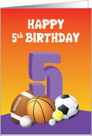 Girl 5th Birthday Sports Balls card
