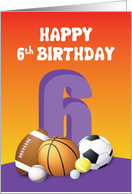 Girl 6th Birthday Sports Balls card