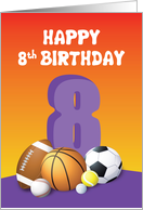 Girl 8th Birthday Sports Balls card