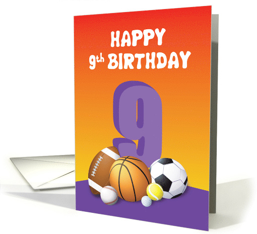 Girl 9th Birthday Sports Balls card (1623238)