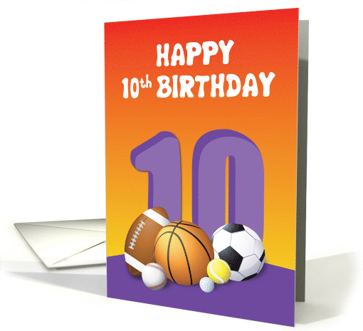 Girl 10th Birthday Sports Balls card (1623240)