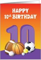 Girl 10th Birthday Sports Balls card