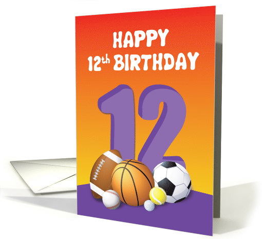 Girl 12th Birthday Sports Balls card (1623244)