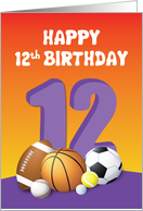Girl 12th Birthday Sports Balls card