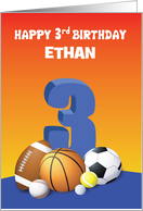 Custom Name Boy 3rd Birthday Sports Balls card