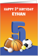 Custom Name Boy 5th Birthday Sports Balls card