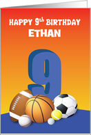 Custom Name Boy 9th Birthday Sports Balls card