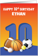 Custom Name Boy 10th Birthday Sports Balls card