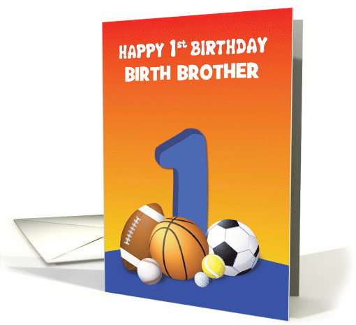 Custom Relation Birth Brother Boy 1st Birthday Sports Balls card