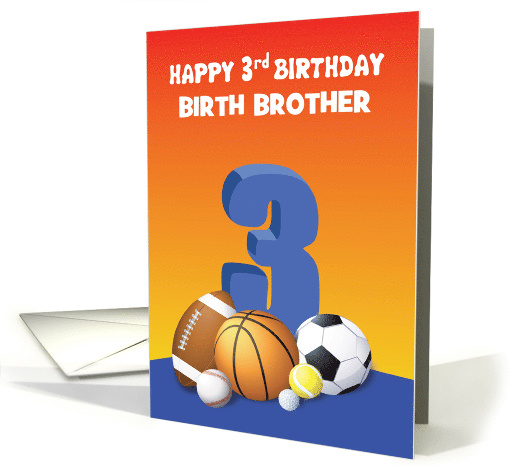 Custom Relation Birth Brother Boy 3rd Birthday Sports Balls card