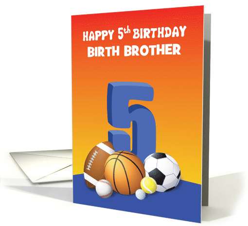Custom Relation Birth Brother Boy 5th Birthday Sports Balls card