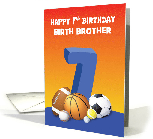 Custom Relation Birth Brother Boy 7th Birthday Sports Balls card