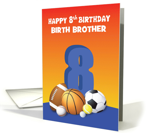 Custom Relation Birth Brother Boy 8th Birthday Sports Balls card