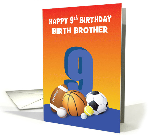 Custom Relation Birth Brother Boy 9th Birthday Sports Balls card