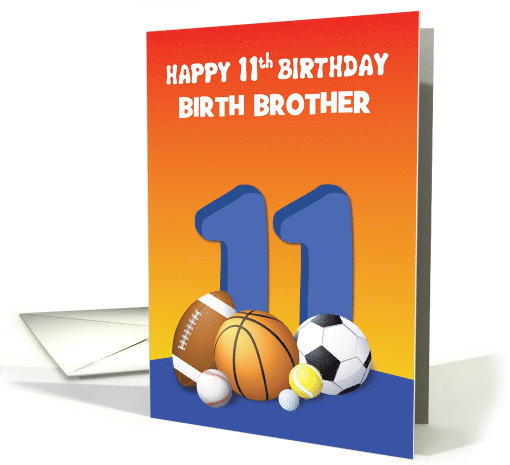 Custom Relation Birth Brother Boy 11th Birthday Sports Balls card