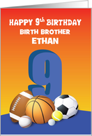 Custom Name and Relation Birth Brother Boy 9th Birthday Sports Balls card