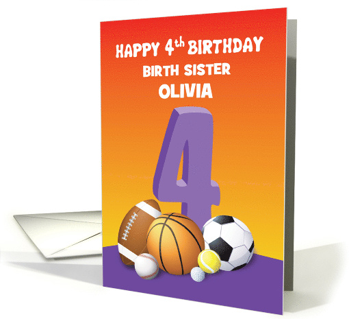 Custom Name and Relation Birth Sister Girl 4th Birthday... (1623928)