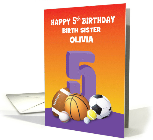 Custom Name and Relation Birth Sister Girl 5th Birthday... (1623930)