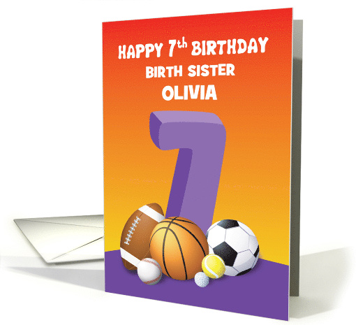 Custom Name and Relation Birth Sister Girl 7th Birthday... (1623934)