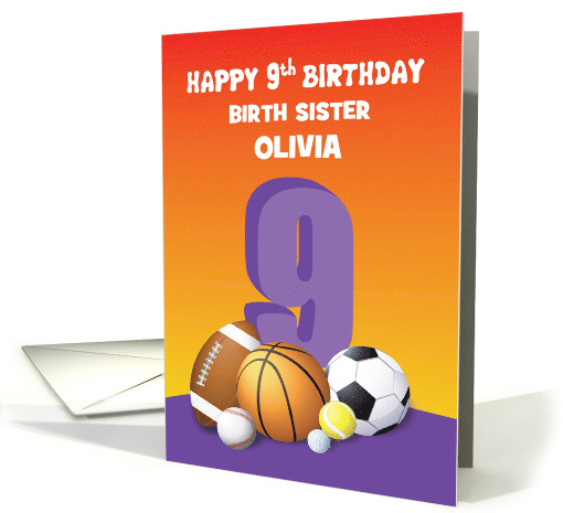Custom Name and Relation Birth Sister Girl 9th Birthday... (1623938)