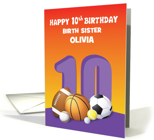 Custom Name and Relation Birth Sister Girl 10th Birthday... (1623940)